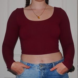 Garage Long Sleeve Burgundy Top